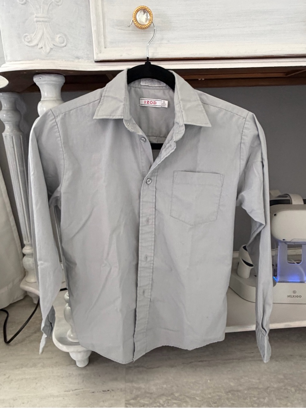 Izod Light Gray Button-Down Dress Shirt
